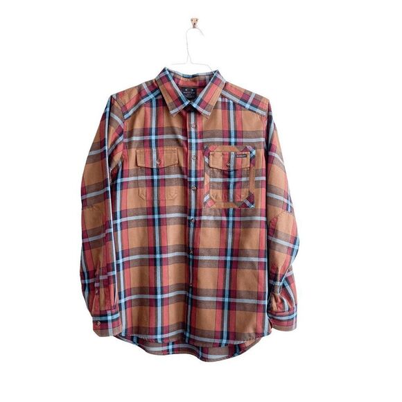 Oakley Mens Flannel Shirt Button Down Long Sleeve Plaid Multicolour Small - Picture 1 of 9